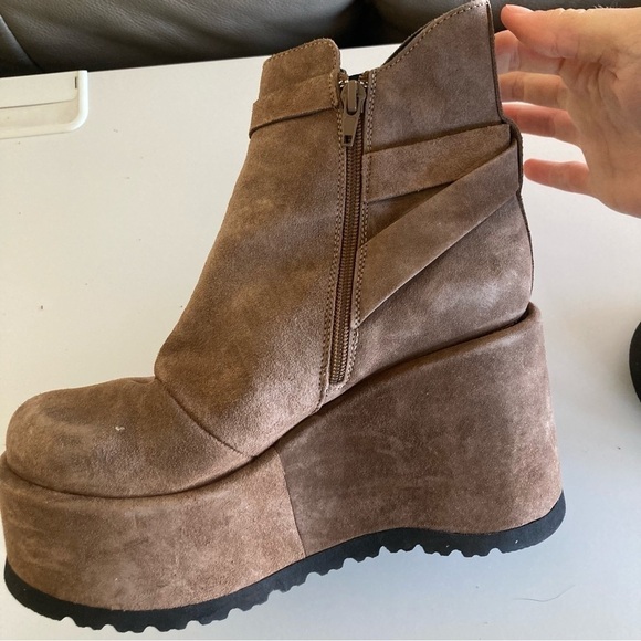 Free People Sabrina Mary Jane Taupe Suede Platforms Sz 37 - Picture 5 of 11